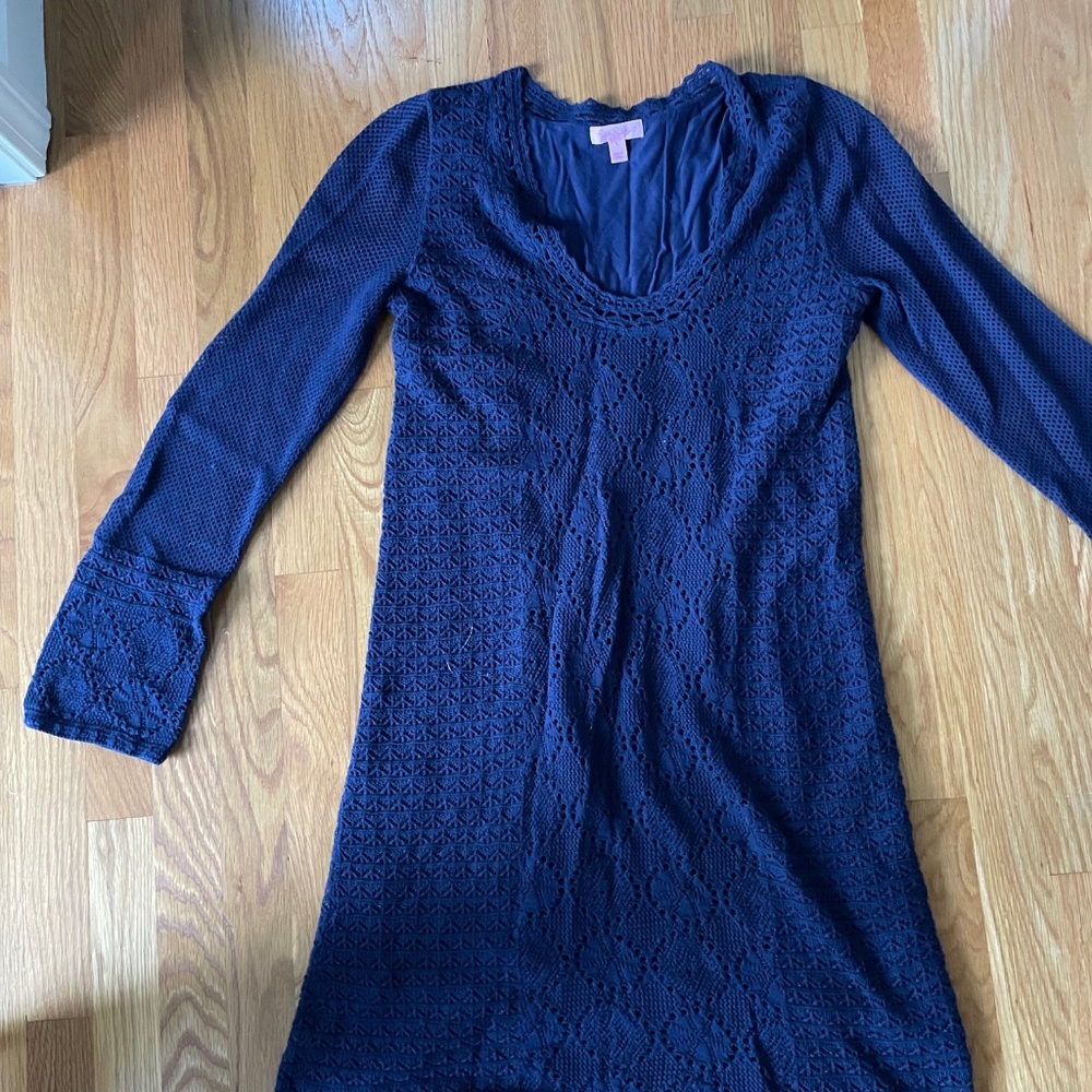 Lilly Pulitzer True Navy "Athena" Cotton Knit Dress